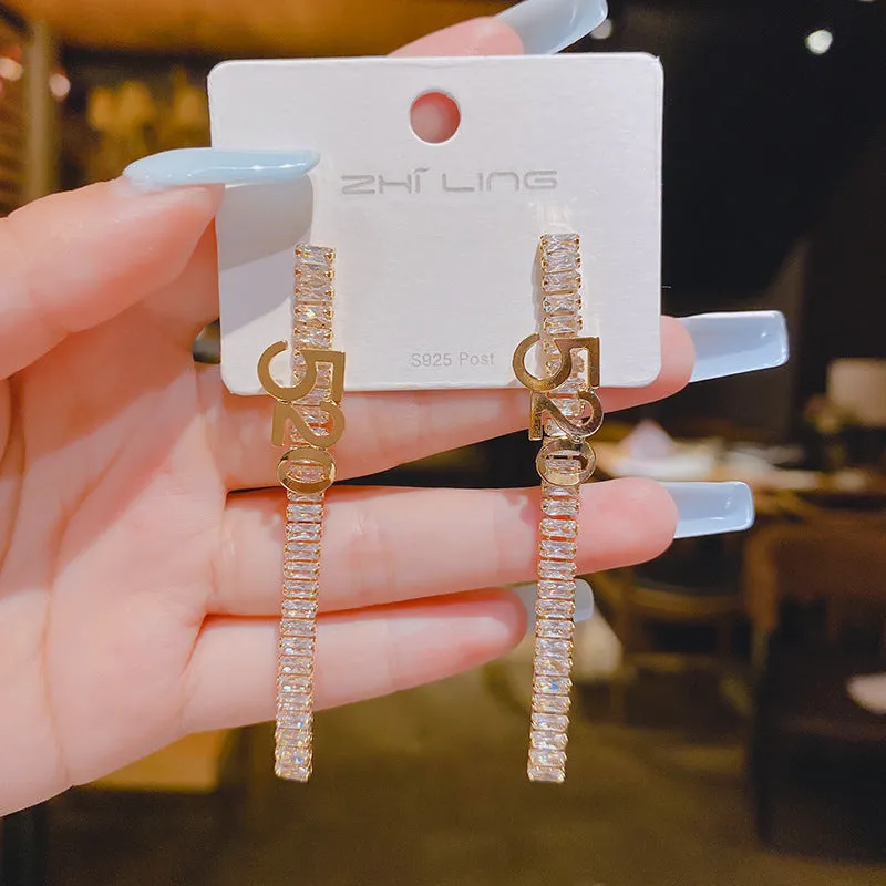 Wholesale silver needle Valentine's Day micro inlaid zircon elegant women's geometric fresh simple women's earrings earrings