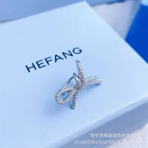 Wholesale Silver Ribbon Bow Ear Buckle Light Luxury Women's Valentine's Day Gift