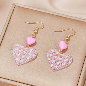 Wholesale Simple Fashion Cute Eco-friendly Material Acrylic Peach Heart Pendant Earrings Women's Valentine's Day Earrings