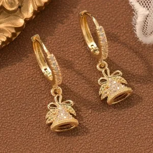 Wholesale simple fashion single row Christmas tree pendant earrings zircon copper plating 14K Joker Spring Festival Valentine's Day Saint