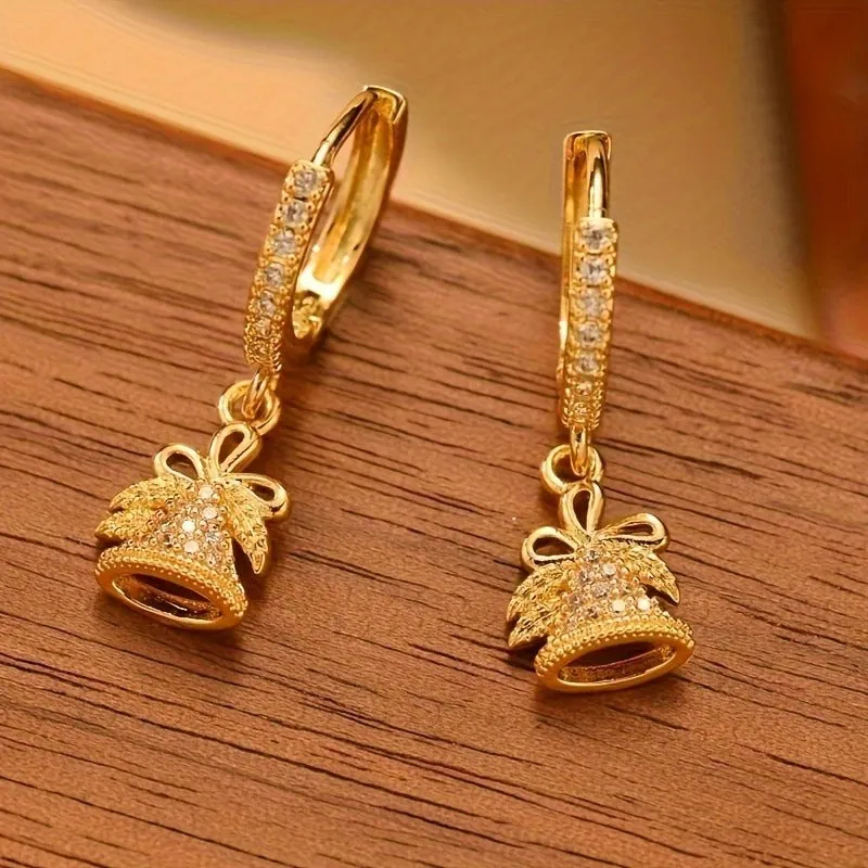 Wholesale simple fashion single row Christmas tree pendant earrings zircon copper plating 14K Joker Spring Festival Valentine's Day Saint
