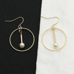 Wholesale Simple Hollow Round Personality Temperament Pearl Pendant Circle Drop Earrings
