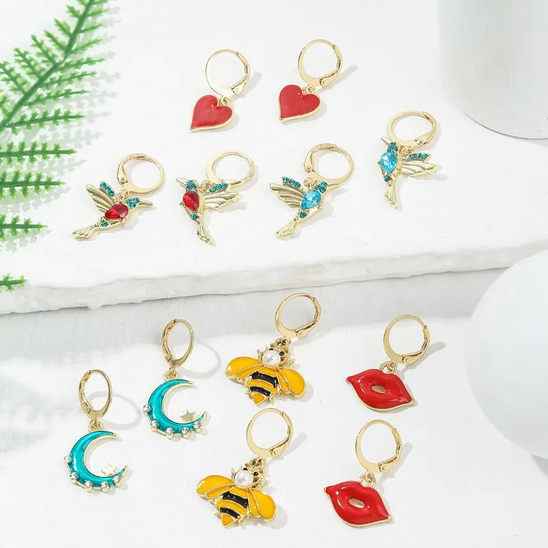 Wholesale Simple Pearl Smiley Bee Butterfly Set Mushroom Earrings