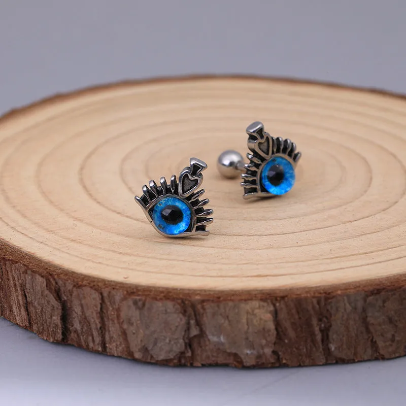 Wholesale Single Eye Drip Oil Titanium Steel Heart Drip Screw Earrings