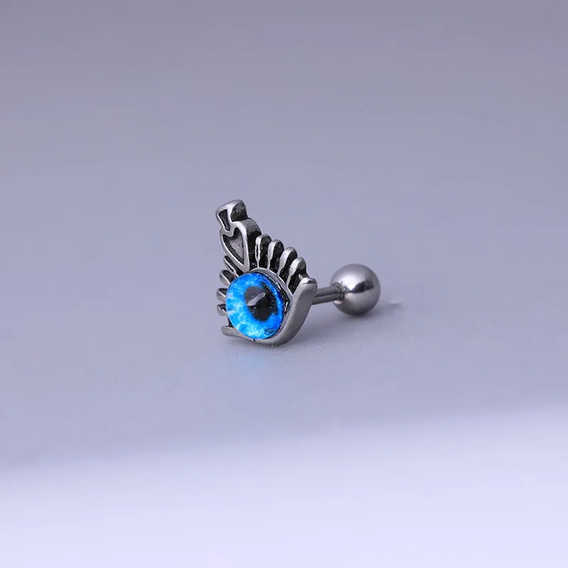 Wholesale Single Eye Drip Oil Titanium Steel Heart Drip Screw Earrings