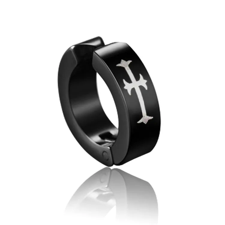 Wholesale Single Minimalist High-end Black Clip on Titanium Steel Earrings