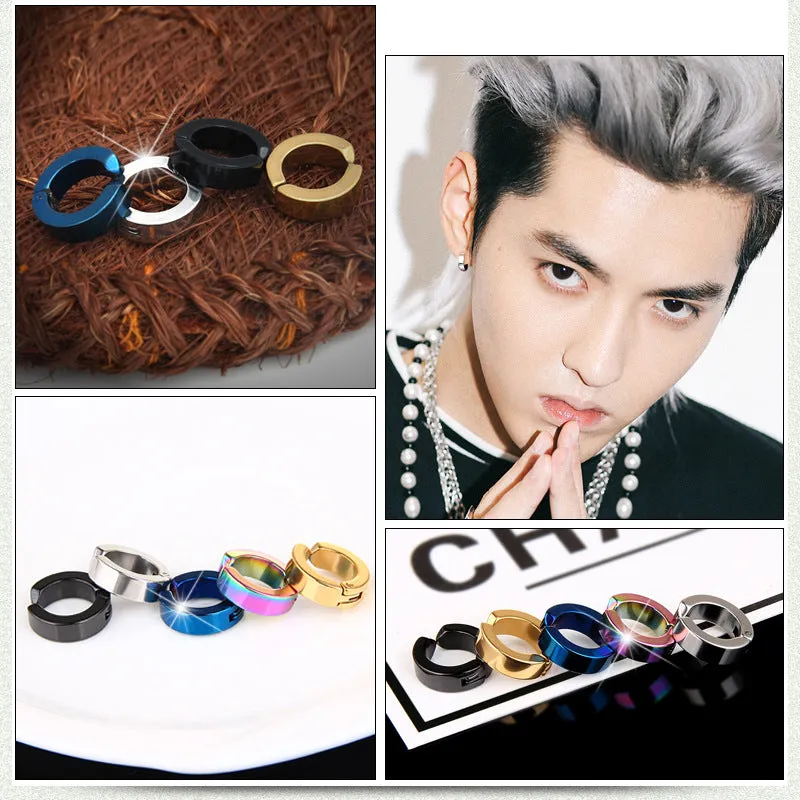 Wholesale Single Minimalist High-end Black Clip on Titanium Steel Earrings