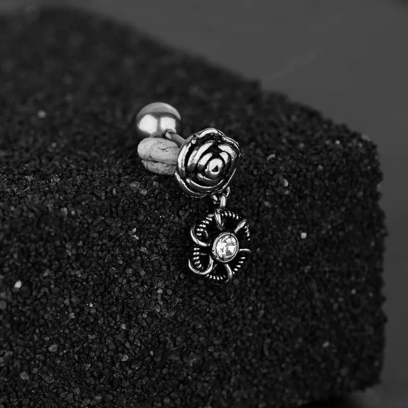 Wholesale Single Minimalist Metal Style Personalized Creative Pentagram Front and Rear Titanium Steel Earrings