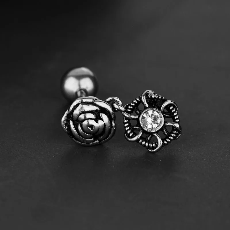 Wholesale Single Minimalist Metal Style Personalized Creative Pentagram Front and Rear Titanium Steel Earrings