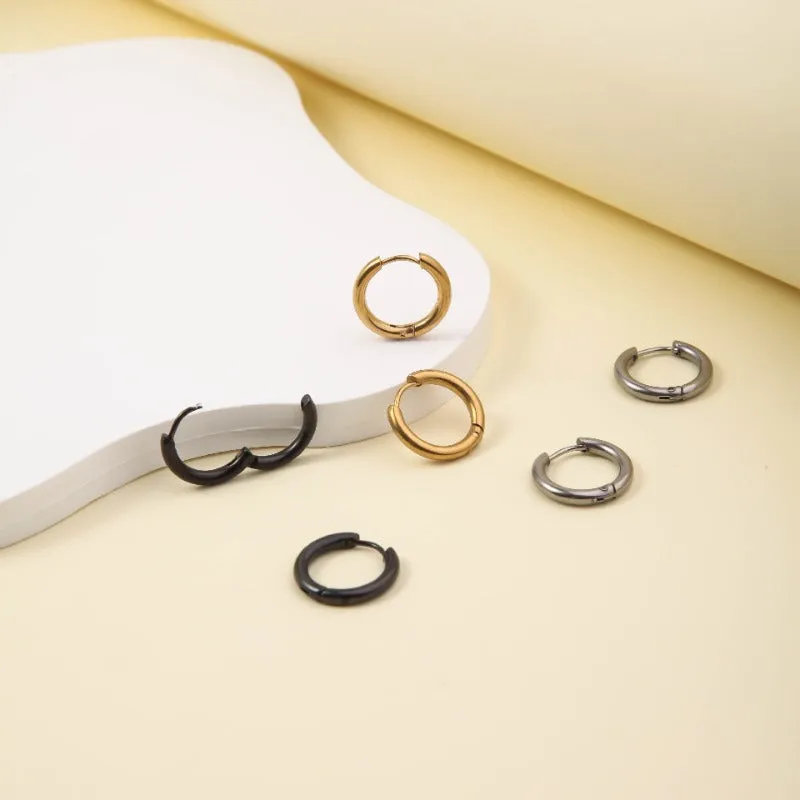 Wholesale Single one Titanium Steel Round Wire Exquisite, Light Luxury, Niche, Versatile Temperament Stainless Steel Earrings