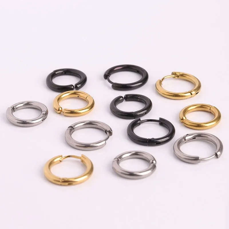 Wholesale Single one Titanium Steel Round Wire Exquisite, Light Luxury, Niche, Versatile Temperament Stainless Steel Earrings