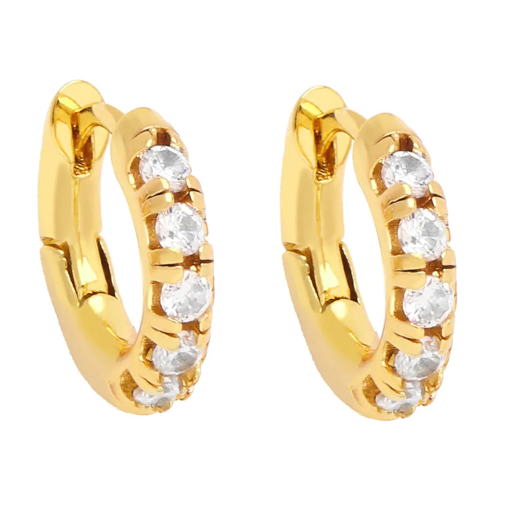 Wholesale Single Row Diamond Color Zircon Copper Ear Studs