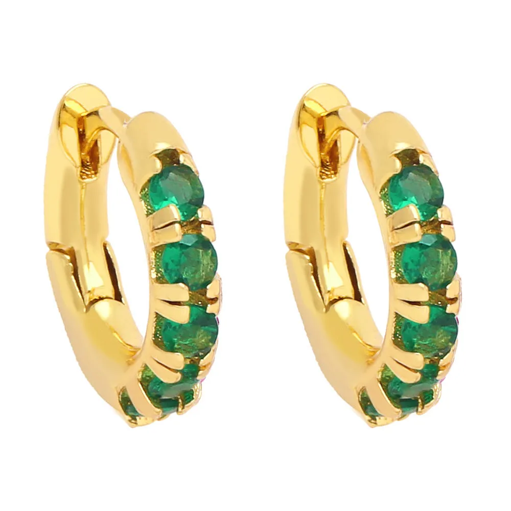 Wholesale Single Row Diamond Color Zircon Copper Ear Studs