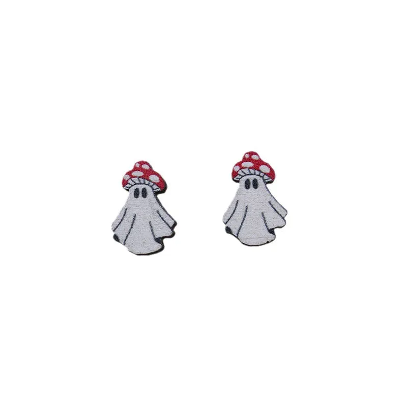 Wholesale Skull Spider Ghost Wood Earrings