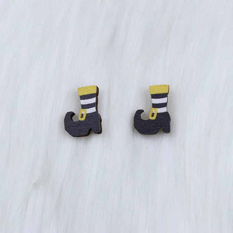 Wholesale Skull Spider Ghost Wood Earrings