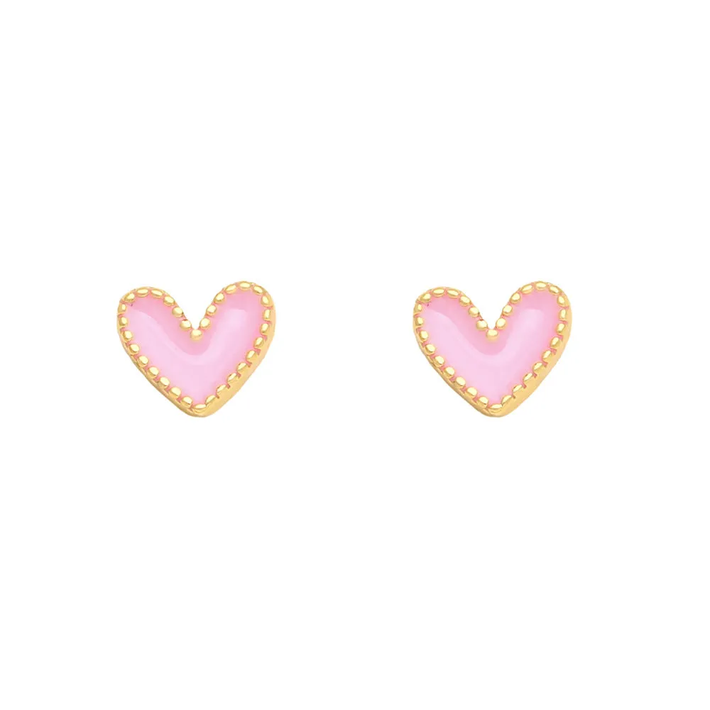 Wholesale Small Heart Gold Plated Copper Ear Studs