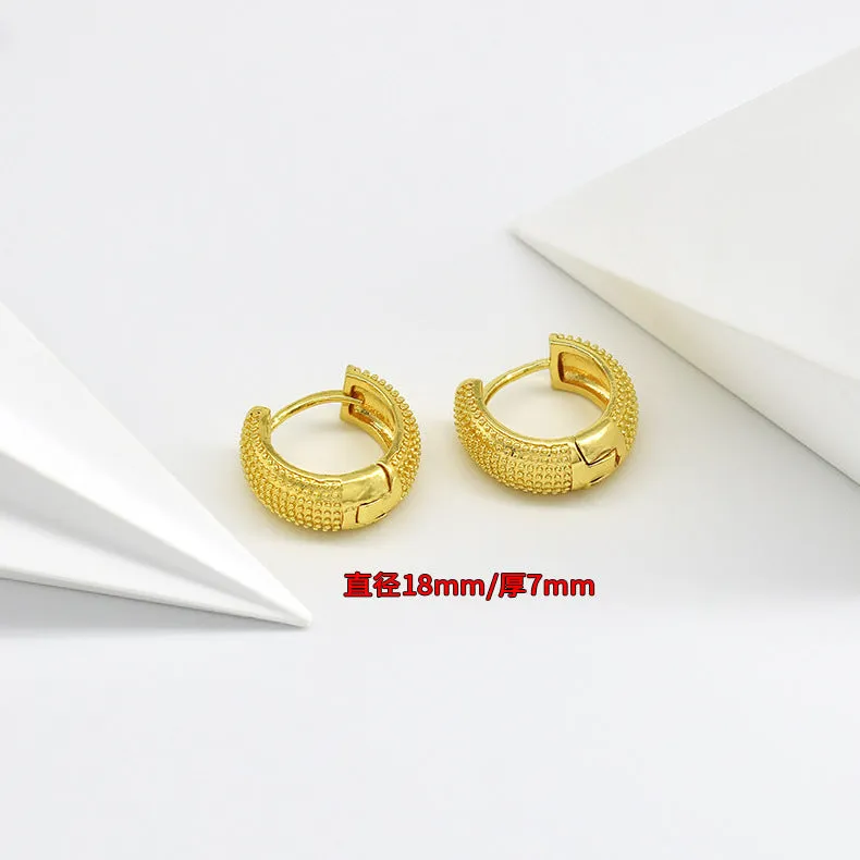 Wholesale Smooth European and American Fashionable Versatile Simple Copper Gold-plated Earrings