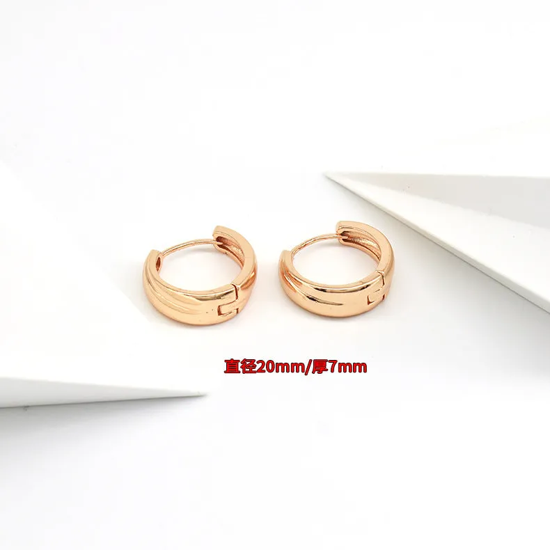 Wholesale Smooth European and American Fashionable Versatile Simple Copper Gold-plated Earrings