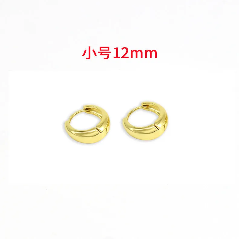 Wholesale Smooth European and American Fashionable Versatile Simple Copper Gold-plated Earrings