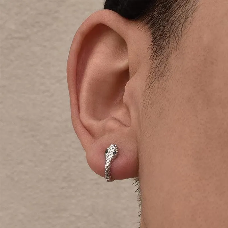 Wholesale Snake-shaped ear clip New style diamond-embedded personality trendy cool style girl simple personality earrings snake ear clip couple ear clip