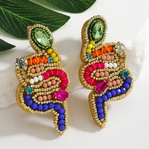 Wholesale snake-shaped hand-woven personalized colorful pearl earrings