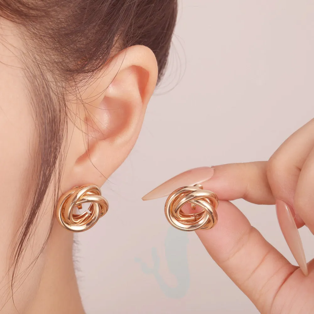 Wholesale special jewelry earrings creative metal elements circle multi-layer knotted earrings