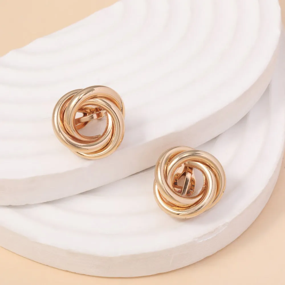 Wholesale special jewelry earrings creative metal elements circle multi-layer knotted earrings