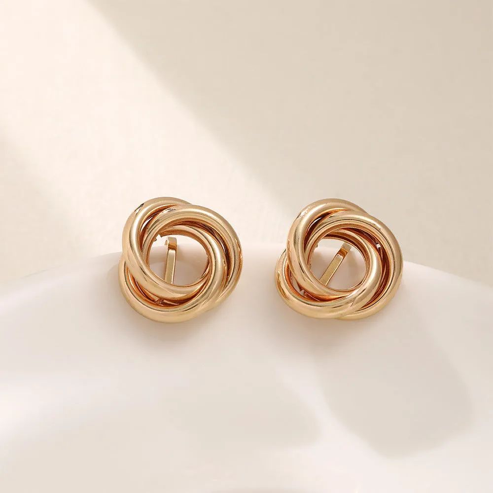 Wholesale special jewelry earrings creative metal elements circle multi-layer knotted earrings