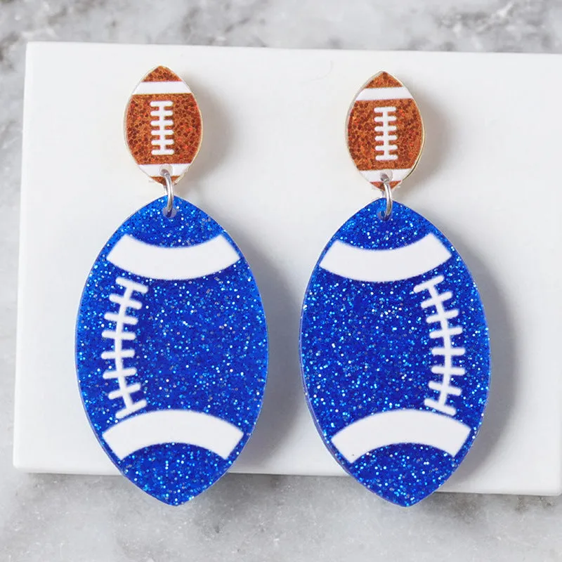 Wholesale Sports Style Design, Rugby Acrylic Colorful Sparkling Fashion Earrings