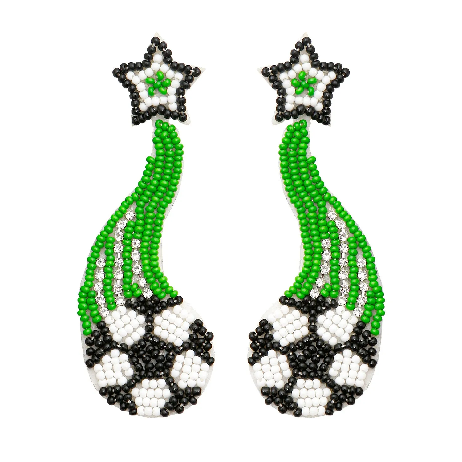 Wholesale Sports-themed Handmade Beaded Soccer Ball Rice Bead Earrings