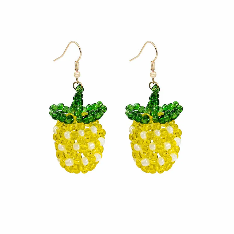 Wholesale Spring and summer colorful flower earrings handmade crystal beaded braided long earrings