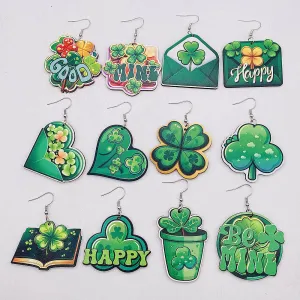 Wholesale St. Parcret festival dwarf lucky grass rainbow beard wooden earrings