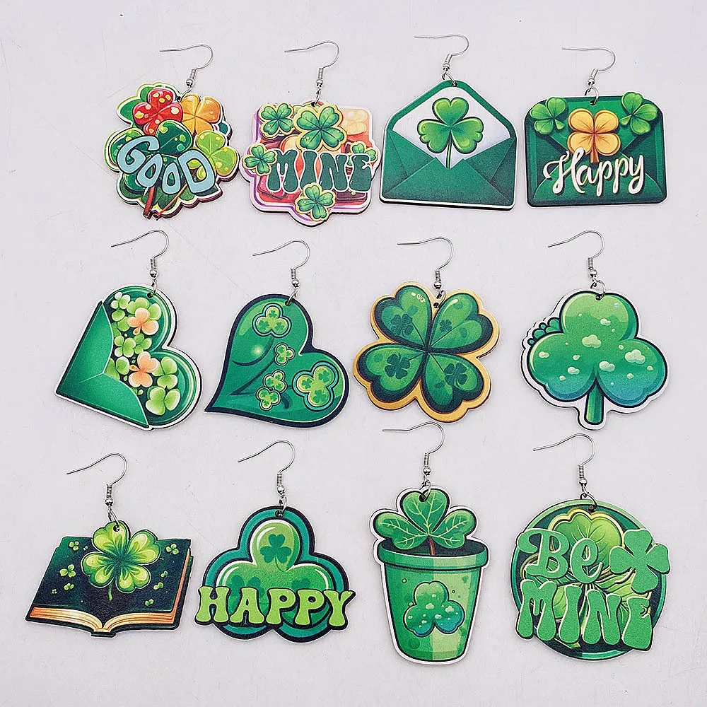 Wholesale St. Parcret festival dwarf lucky grass rainbow beard wooden earrings
