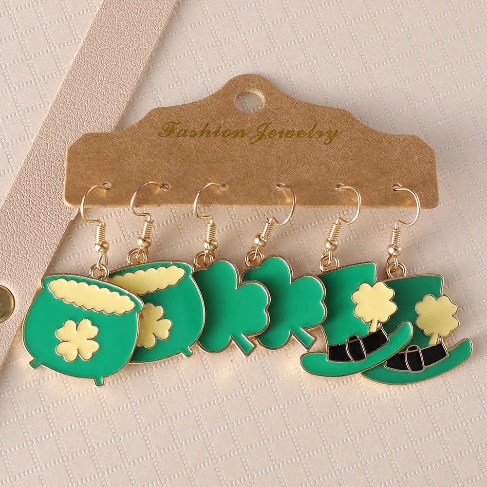 Wholesale St. Parcret Festival green clover hat pendant drop suit festival earrings