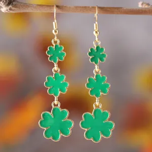 Wholesale St. parcret Festival green clover tassel pendant drop oil earrings