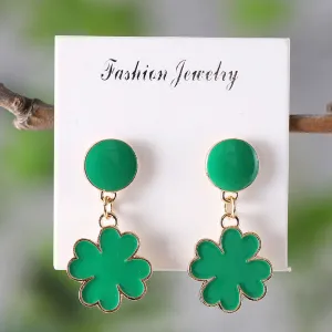 Wholesale St. parcret Festival Irish green clover pendant drop earrings