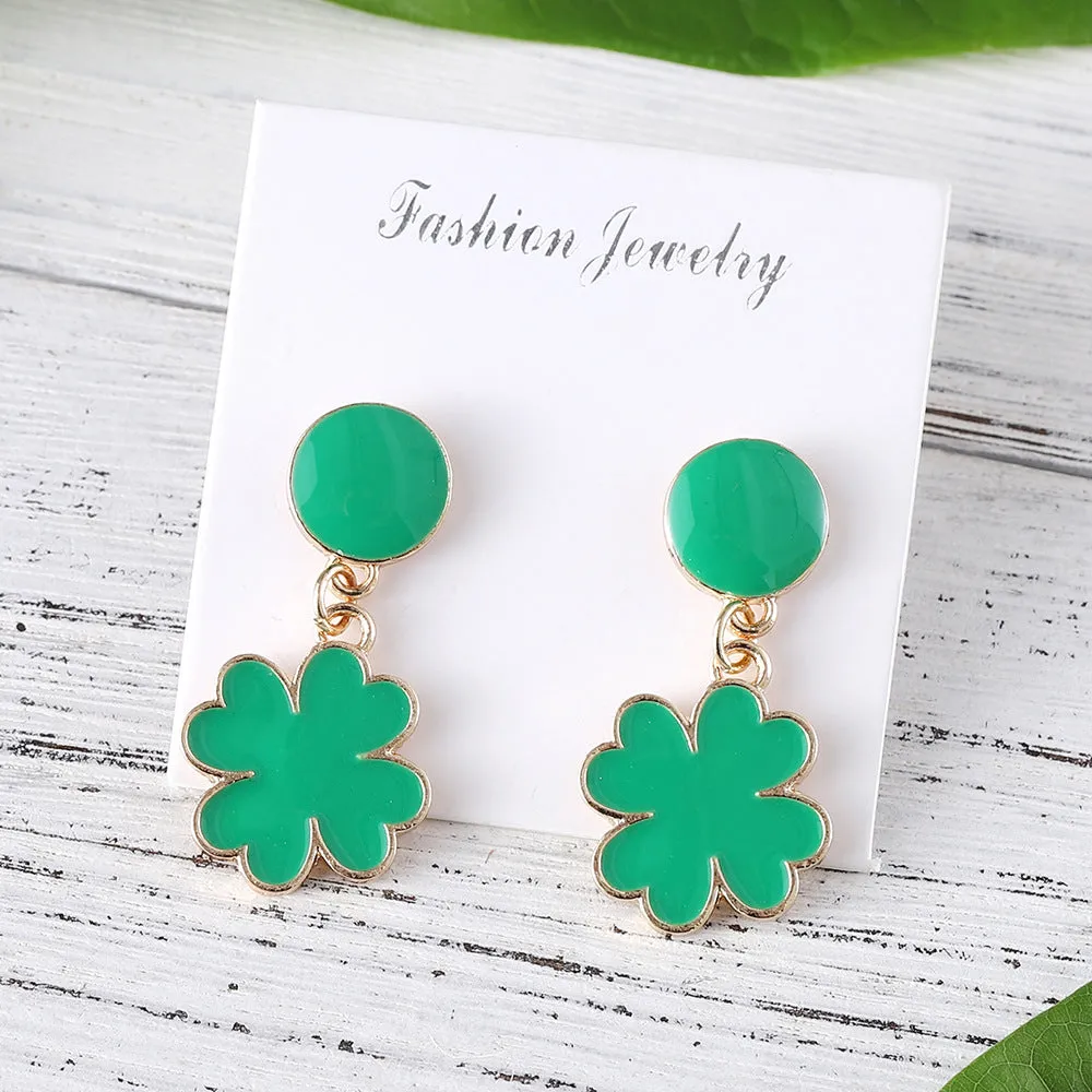Wholesale St. parcret Festival Irish green clover pendant drop earrings