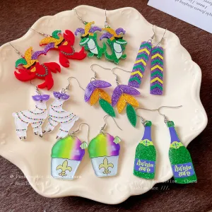 Wholesale St. Patrick's Day Cartoon Dinosaur Clown Hat Hook Carnival Party Earrings