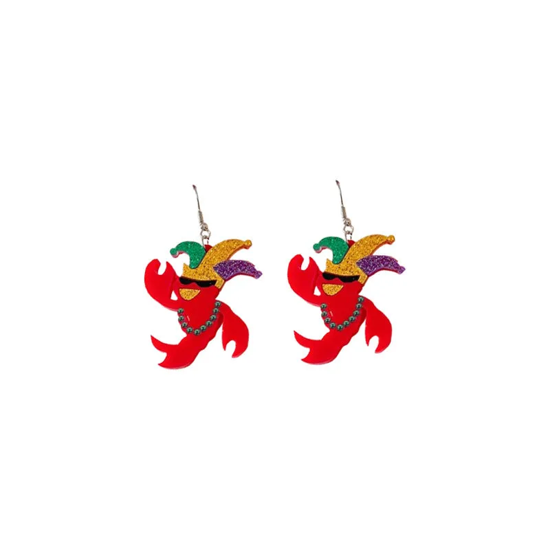 Wholesale St. Patrick's Day Cartoon Dinosaur Clown Hat Hook Carnival Party Earrings