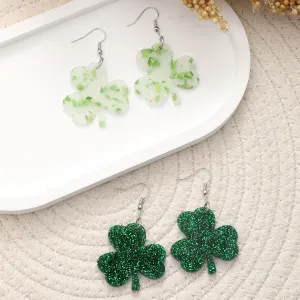Wholesale St. Patrick's Day Clover Plant Acrylic Earrings Small Fresh High Elegant Leaf Earrings