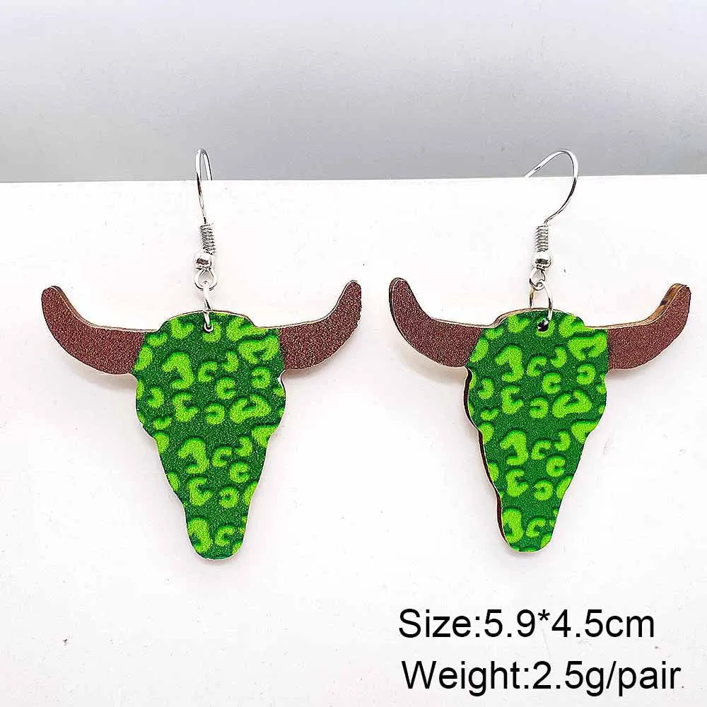 Wholesale St. Patrick's Day Irish Clover Penguin Owl Wooden Earrings