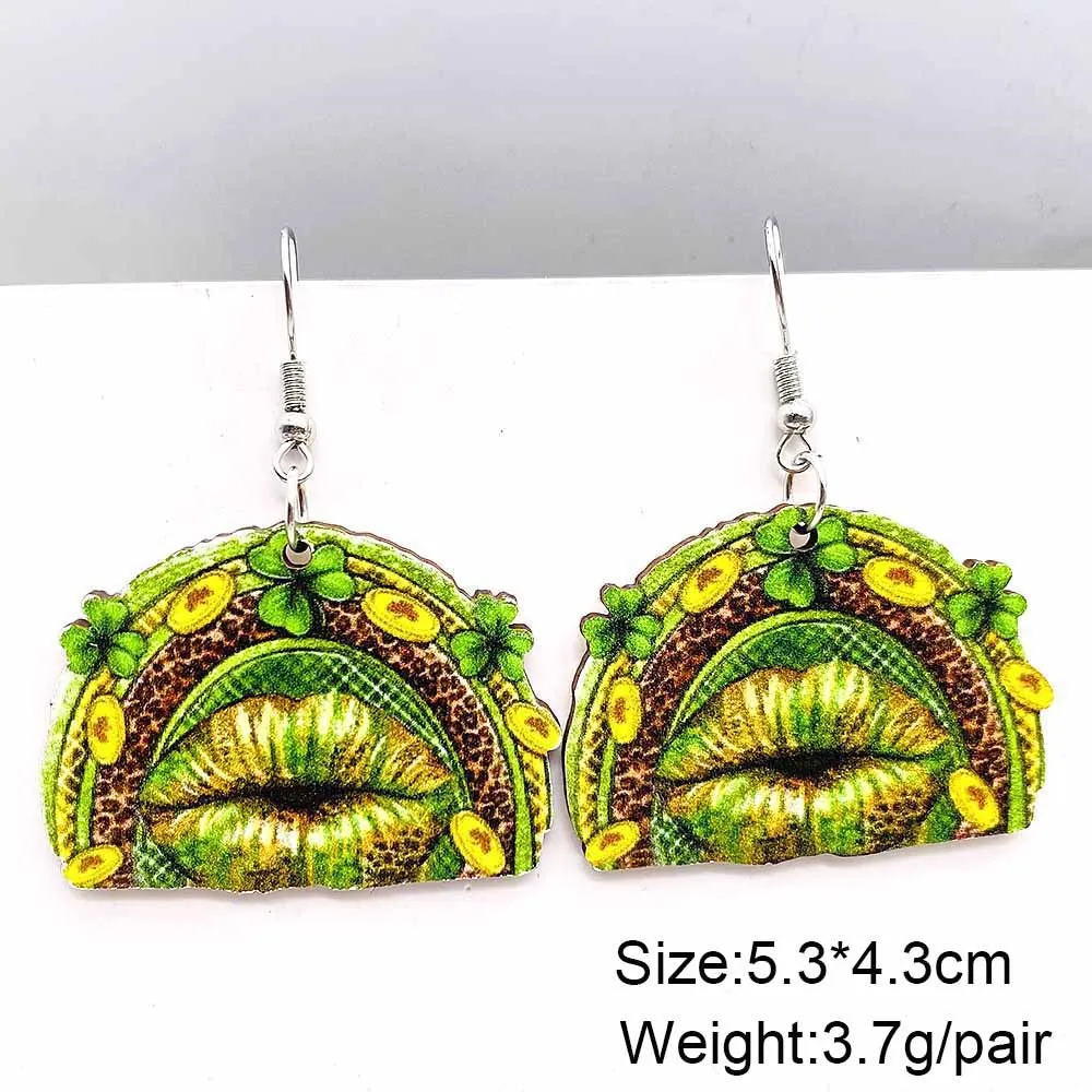 Wholesale St. Patrick's Day Irish Clover Penguin Owl Wooden Earrings