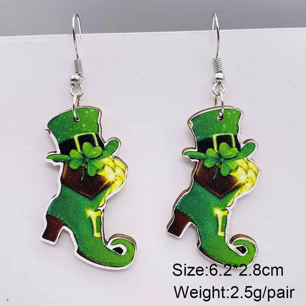 Wholesale St. Patrick's Day Irish Clover Penguin Owl Wooden Earrings