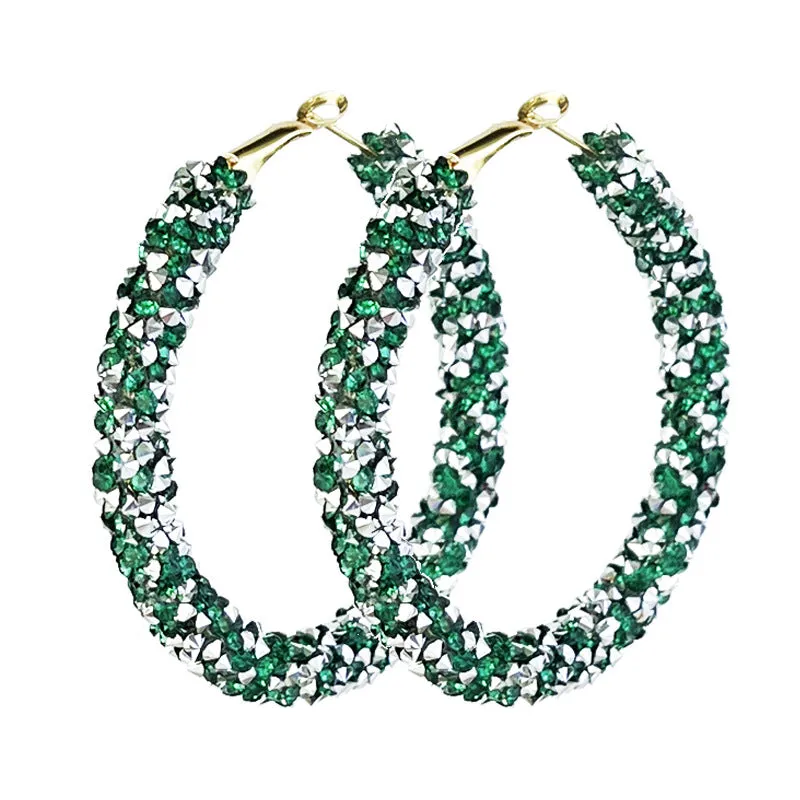 Wholesale St. Patrick's Green Glitter Large Fashion Simple Bright Color Beaded Earrings
