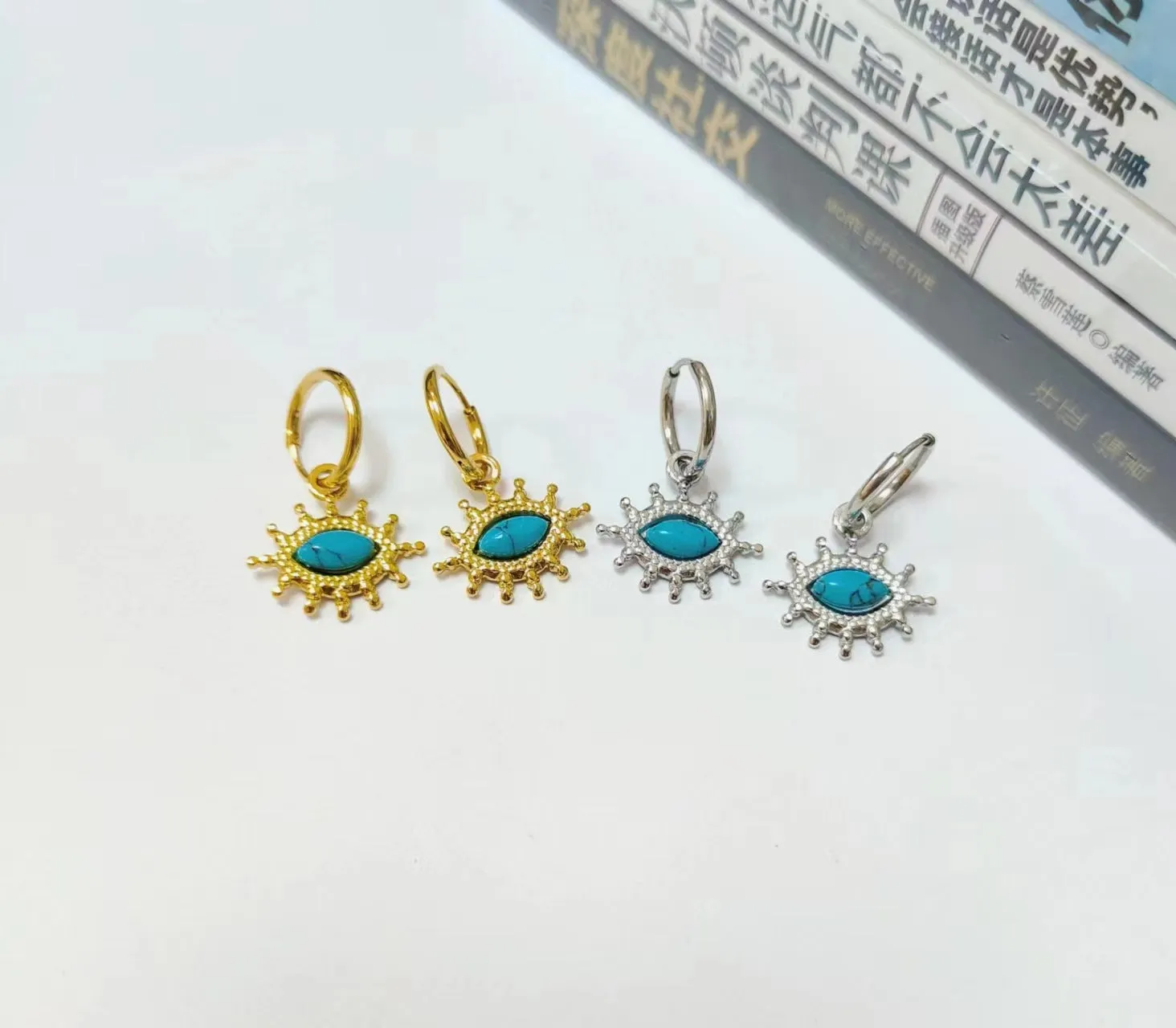 Wholesale Stainless Steel 18K Gold Earrings Semi-precious Stone Series Earrings