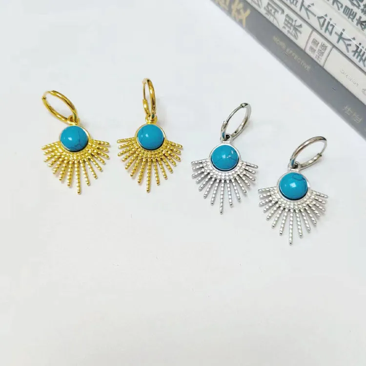 Wholesale Stainless Steel 18K Gold Earrings Semi-precious Stone Series Earrings