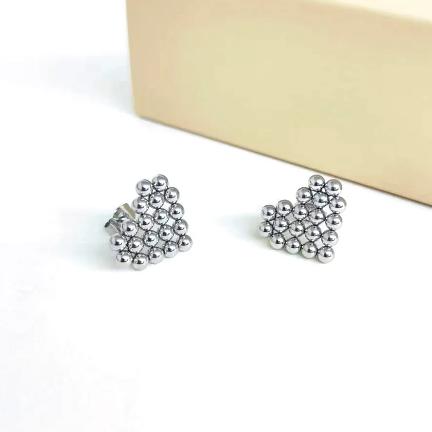 Wholesale Stainless steel beads heart triangle 18K gold earrings
