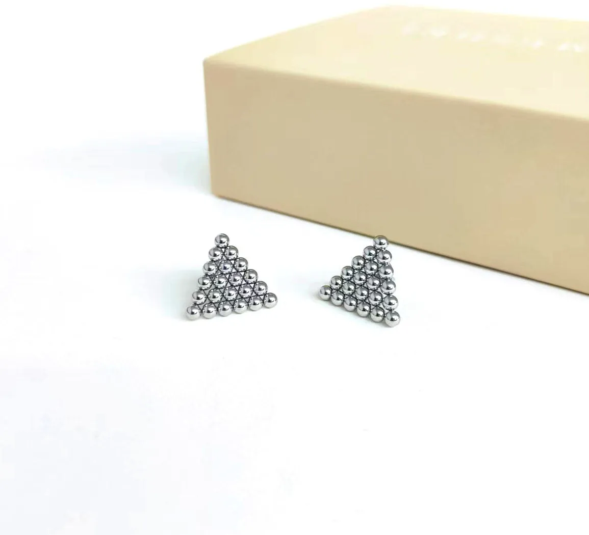 Wholesale Stainless steel beads heart triangle 18K gold earrings