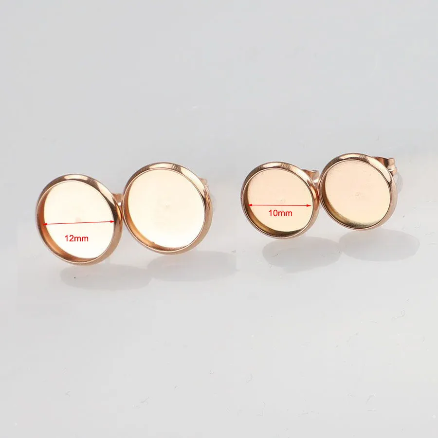 Wholesale Stainless Steel Gold Plated Rose Gold Color Black Simple Earrings