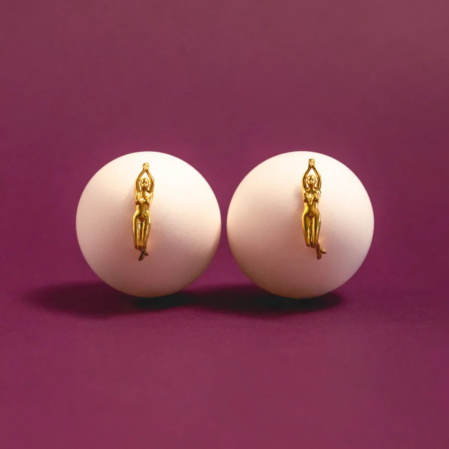 Wholesale Stainless Steel Irregular Gold Little Man Earrings Valentine's Day Gift Furnace Vacuum Plating 18K Gold Color